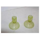 Vaseline Glass Candle Holders