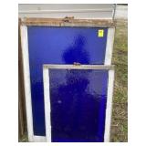 4 Blue Stained Glass Windows: 3 Measure 30x47, 1
