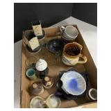 Two Nutmeg Grinders, Cups, Tea Mug, & Shakers