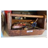 Wood Tool Tote w/ Various Tools