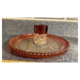 Divided Serving Tray and Glass