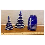 One Fenton Cobalt Blue Christmas Tree, One Cobalt