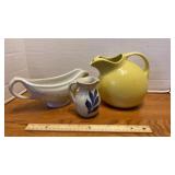 Hall Gravy Boat, Hall Pitcher, & Stoneware
