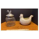 Rooster on Jar & Hen