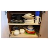 Plasticware, Glass Cutting Board, Muffin Tin, &