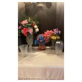 Glass Vases and Artificial Flowers
