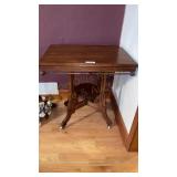 Walnut Parlor Table w/ Fern Shelf 28 x 20 x 30
