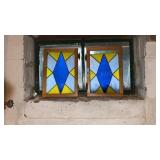 Two Stained Glass Hinged Windows 11 x 16 (NOTE