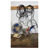 Extension Cords, Bucket, Brush, & Dustpan