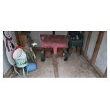 One Metal Pull Behind Cart (Needs Work), Three