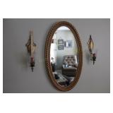 Mirror 20" x 35 1/2" & Wall Sconces 5" x 17"