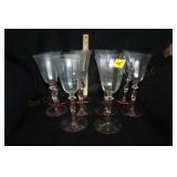 10pc Pink Depression Stemware