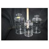 3 Princess House Etched Canisters