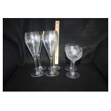 6 Princess House Etched Stems