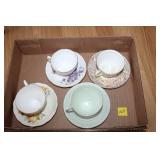 4 Colclough English Tea Cups & Saucers