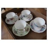 4 Colclough English Tea Cups & Saucers