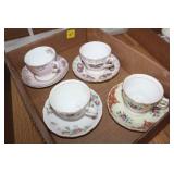 4 Colclough English Tea Cups & Saucers