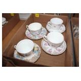 4 Colclough English Tea Cups & Saucers