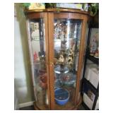 Oak Curved Front China Cabinet 32" x 14" x 62"