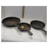 3 Cast Iron Pans