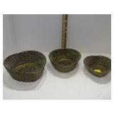 3 Brass Heart Baskets