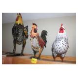 3 Metal Chickens