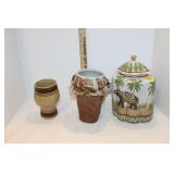 Lidded Jar & Other Pottery