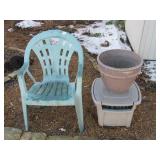Hose Reel, Planter, Chair