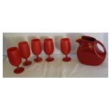 Red Fiesta Pitcher & Glass Stemware