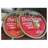 2- Buckeye Beer Signs  17" Tall Small Cracks