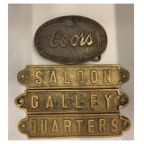 Heavy Brass Door Plaques as Shown