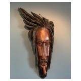 Large Rustic Wooden Wall Art Mask 32" Long