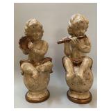 Pair of Modern Cherub Resin Statues