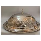 Large Silver Plate Covered Serving Platter