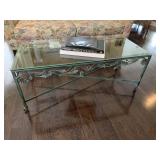 Copper Patina Iron and Glass Coffee Table