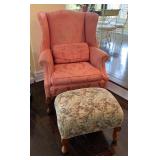 Large Wing Back Side Chair and Ottoman