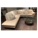 High End Natuzzi Italian Leather Section Sofa