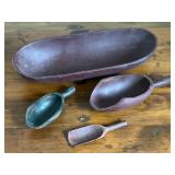 Oval Wooden Bowl + Three Wooden Baking Scoops