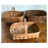 Three Woven Baskets with Handles