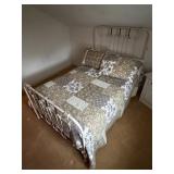 Painted Cast Iron Bed with Custom Mattress