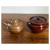 Moira Pottery Brown Pottery Crock, Copper Kettle