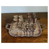 Silver Plate Barware w/ Sheffield Reprod. Tray