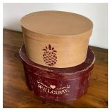 Pair of Cardboard Oval Stacking Storage Boxes