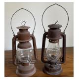 Two Antique Beacon Oil Lamps