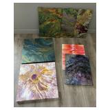 Seven Acrylic and Alcohol Abstract Paintings