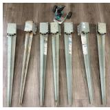 Seven 4" X 4" Steel Fence Post Spike Anchors