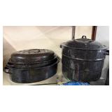 Assorted Enamel Roasting Pans, Stock Pots