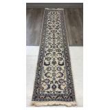 Persian Hand Knotted Runner Ivory and Blue Floral