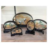 Five Vintage Chinese Cork Dioramas