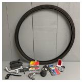 Spare Bicycle Tire, Assorted Bike Parts
